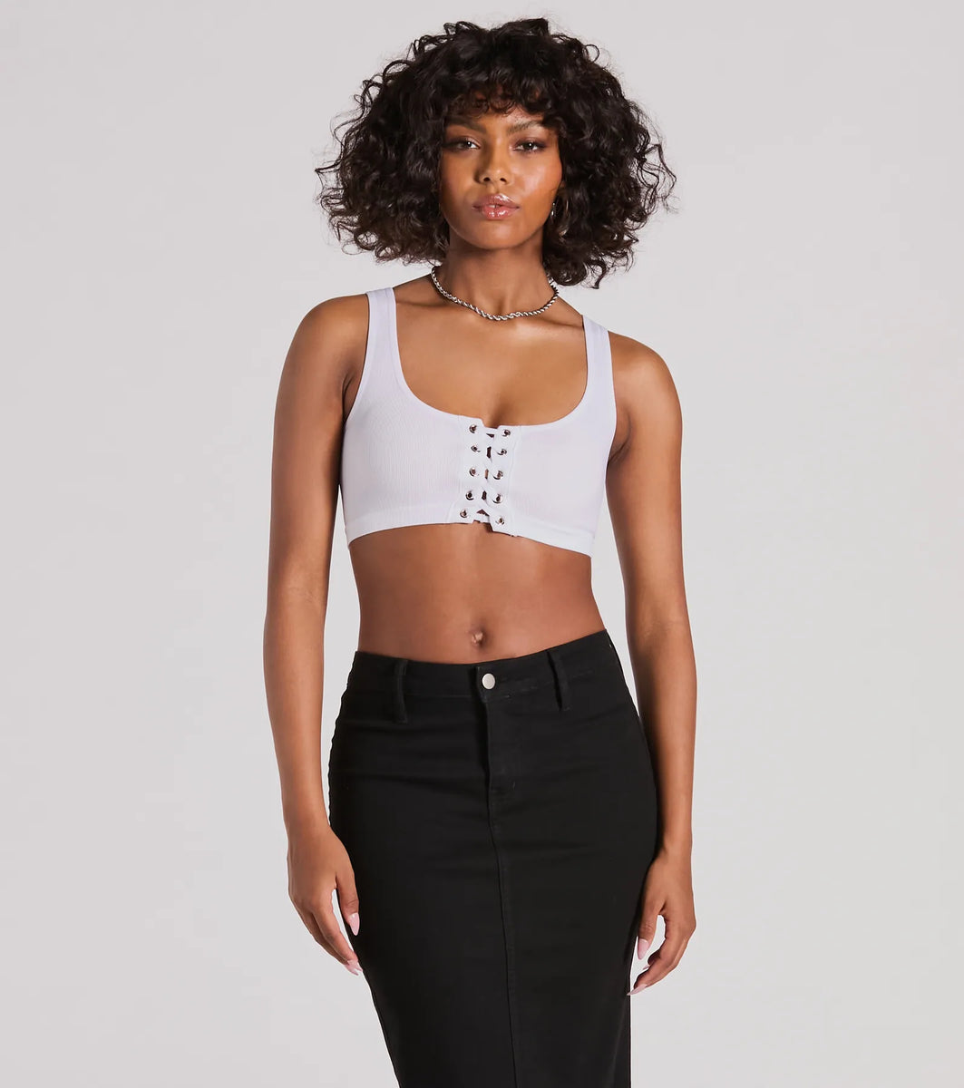 Casual With A Twist Sleeveless Lace-Up Crop Top