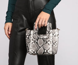 Faux Leather Snake Print Handbag