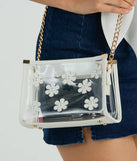 Blooming Chic Flower Detail Clear Crossbody Bag