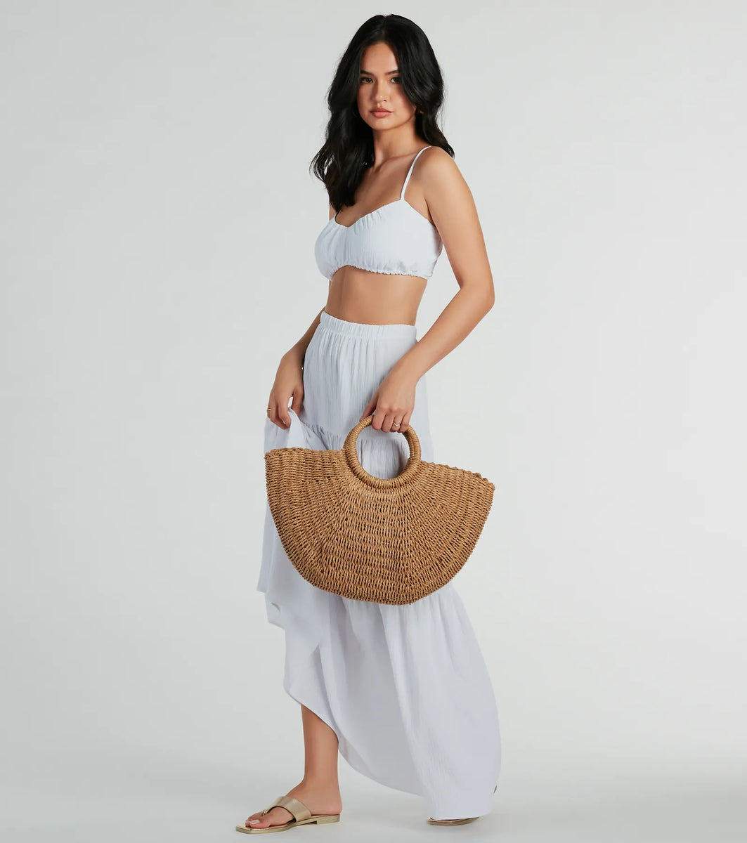 Stylish Destination Straw Tote Bag