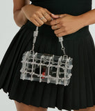 Clearly Luxe Rhinestone Knot Clear Box Clutch Bag