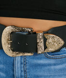 Running The West Buckle Wide Stretch Belt