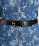 Sleek Faux Leather Western Belt