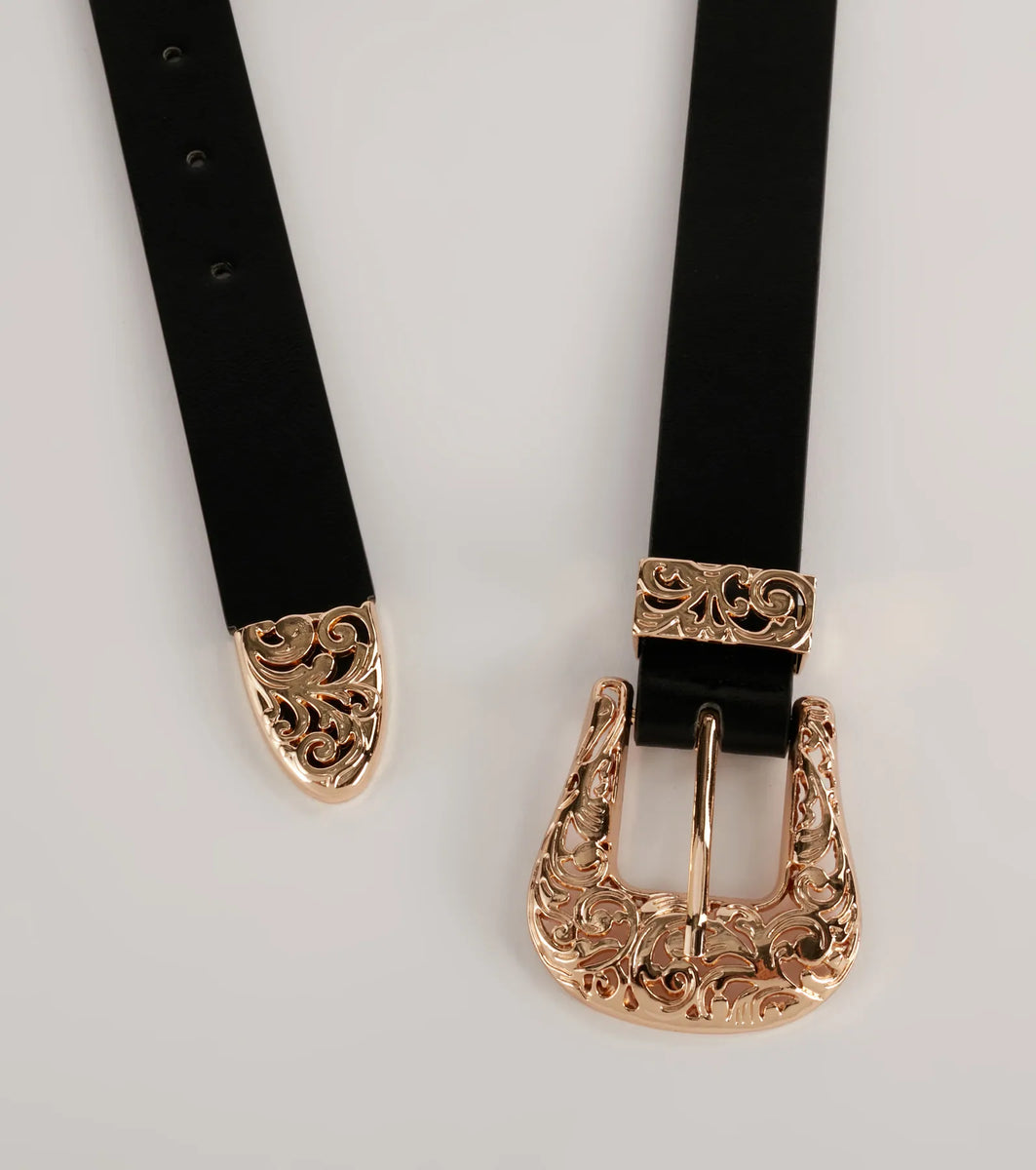 Let's Ride Western Faux Leather Belt