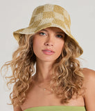 Beachside Trend Checkered Straw Bucket Hat