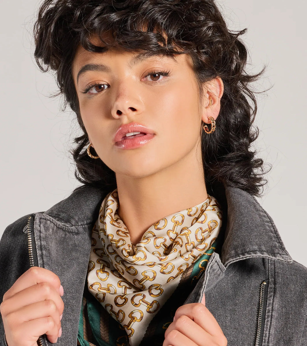 Looking Luxe Chain-Print Satin Scarf