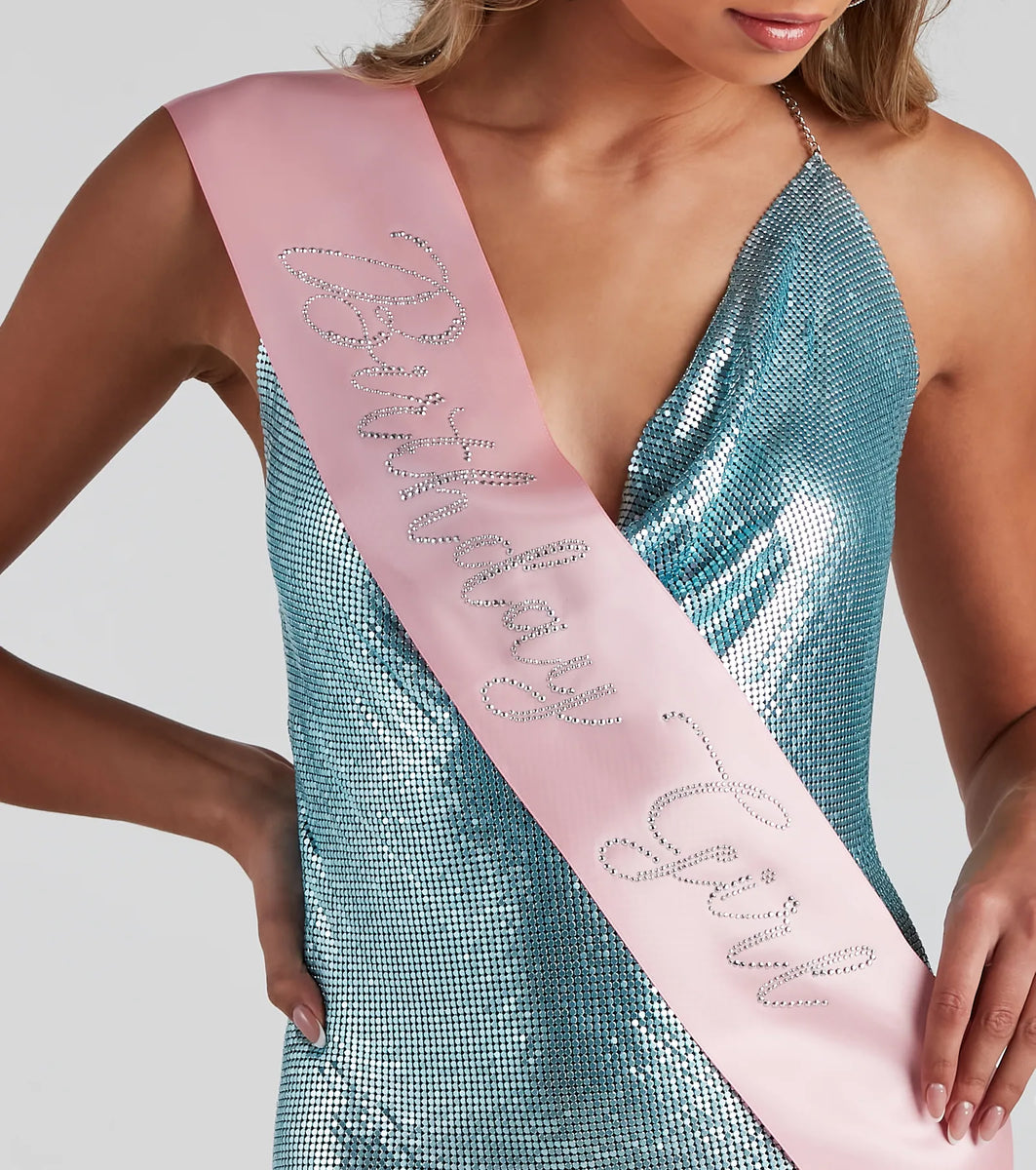 Birthday Girl Rhinestone Satin Sash