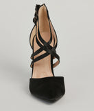 Smooth Charm Satin Strappy Block Heel Pumps