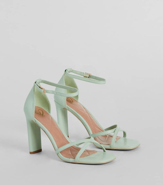 Being Pretty Strappy Faux Leather Block Heels Windsor