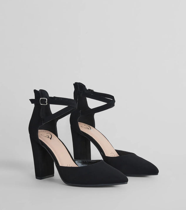 Step Out Pointed Toe Block Heel Pumps