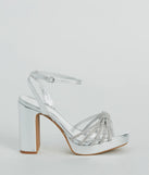 Shine Time Rhinestone Strappy Metallic Platform Heels