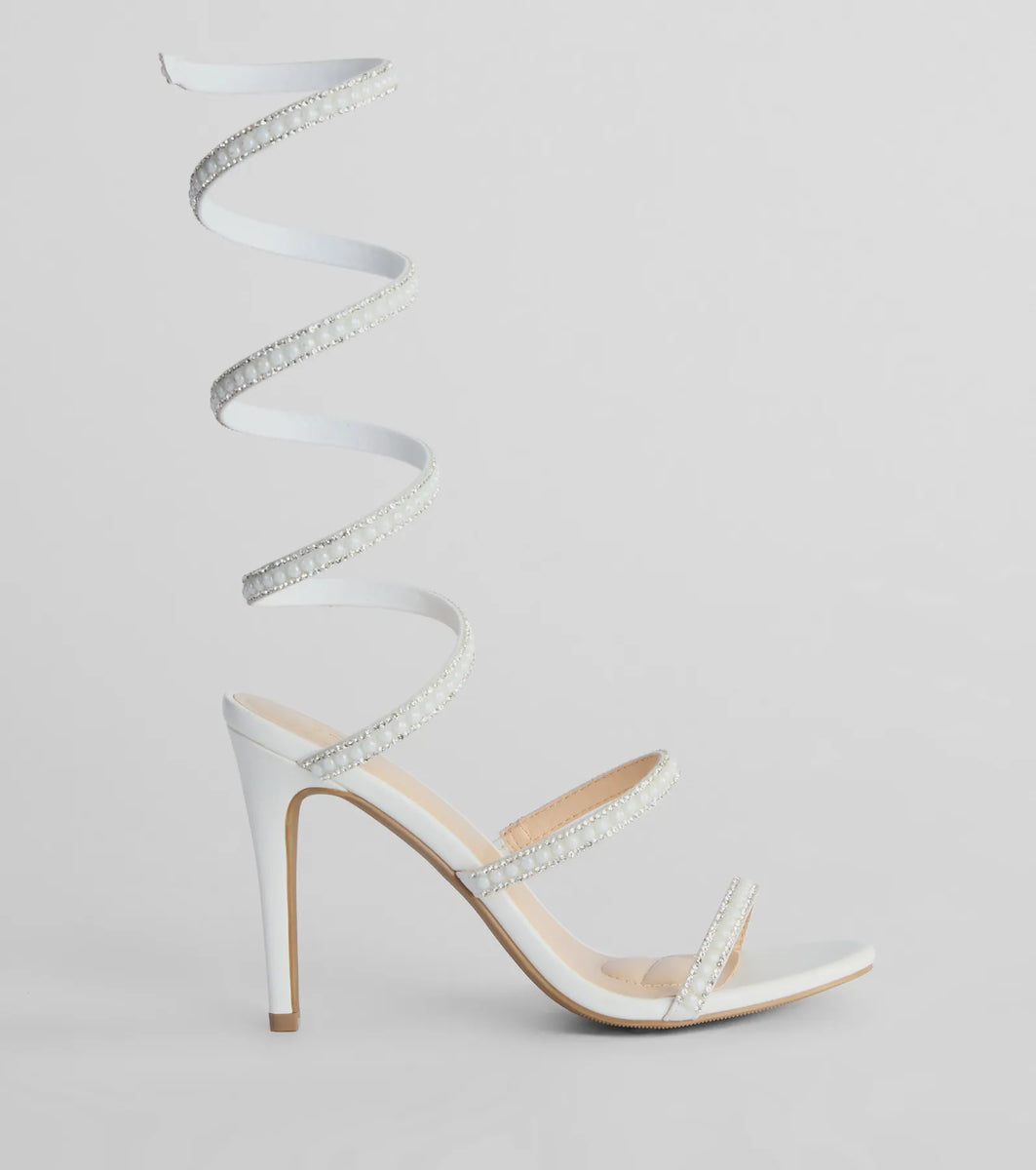 Endless Luxe Faux Pearl Spiral Stiletto Heels