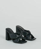 Always Chic Puffy Strap Faux Leather Mules