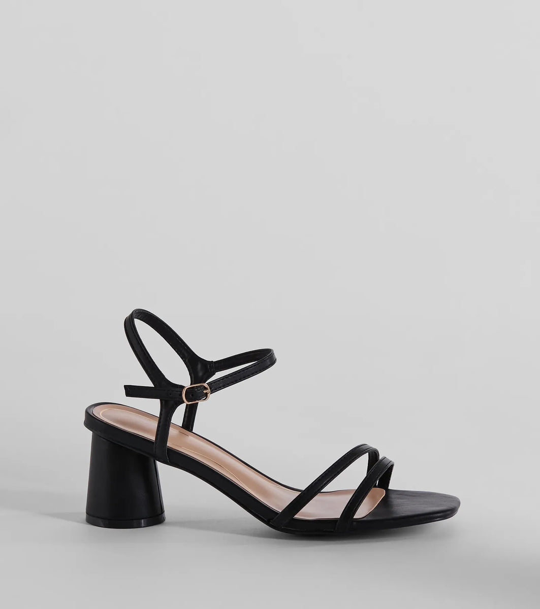 Total Admiration Strappy Faux Leather Block Heels