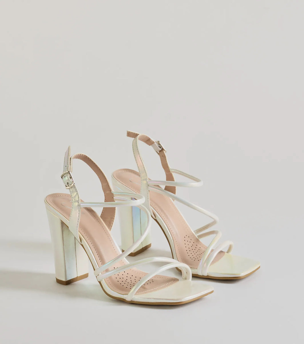 Stylish Sophistication Strappy Iridescent Block Heels