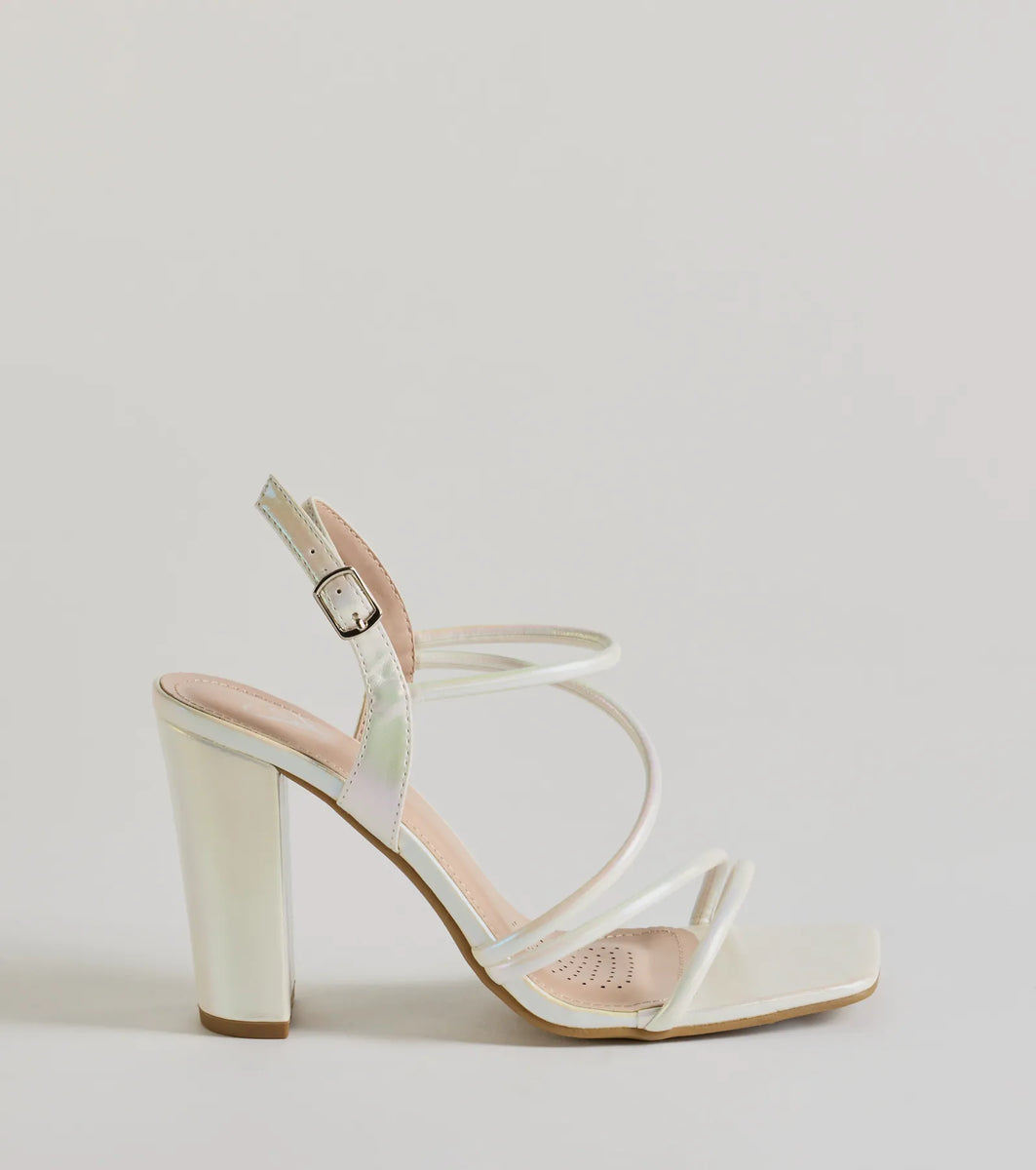 Stylish Sophistication Strappy Iridescent Block Heels