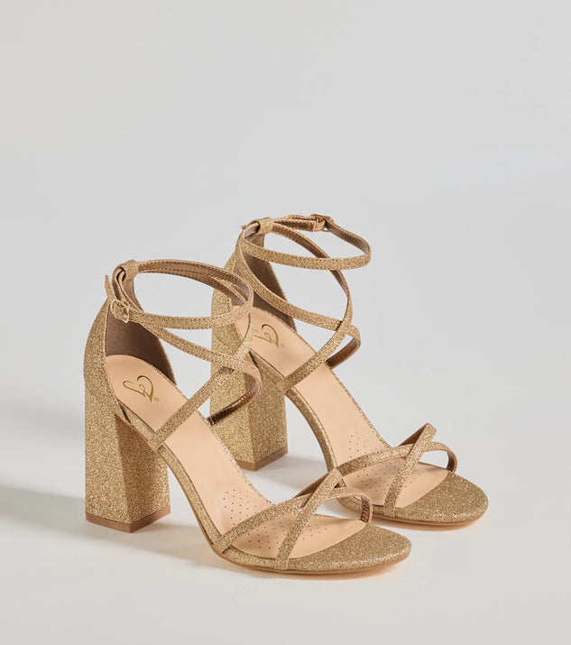 Glitzy Strut Glitter Mesh Block Heels Windsor