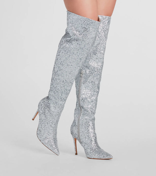 Truly Sparkled Glitter Over The Knee Boots