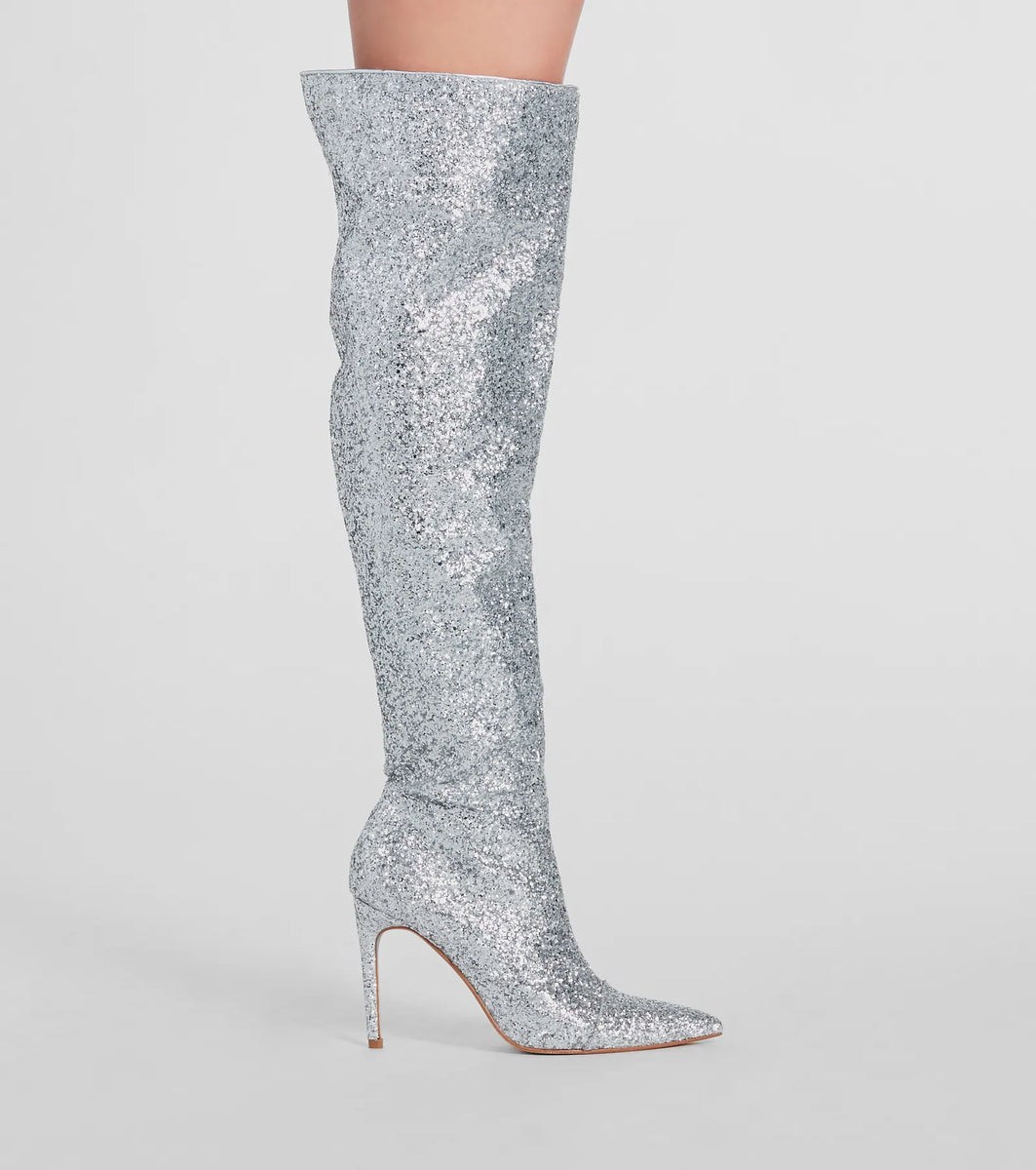 Truly Sparkled Glitter Over-The-Knee Boots