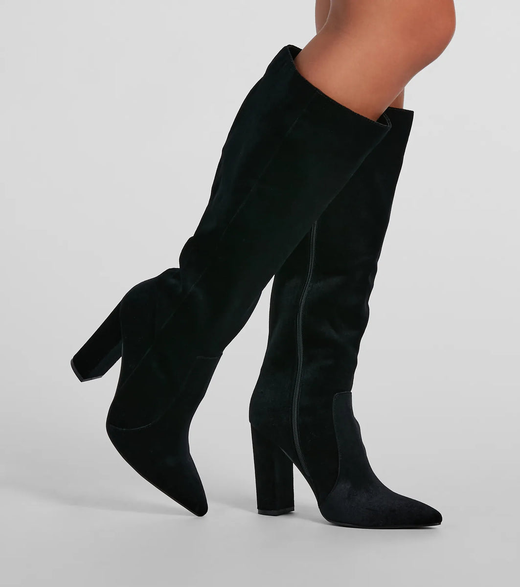 Such A Vibe Velvet Under-The-Knee Boots