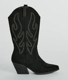 Country Cute Rhinestone Faux Suede Cowboy Boots