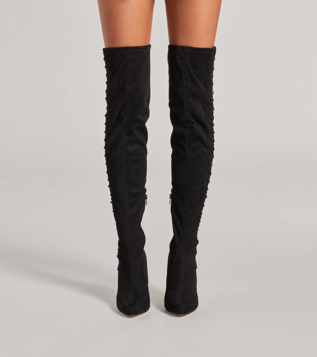 Always On Point Lace-Up Thigh High Stiletto Boots