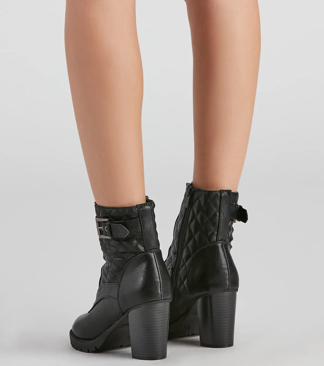 Foxy Babe Combat Peep Toe Booties Windsor