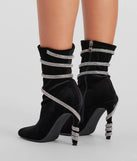 Looking Iconic Rhinestone Spiral Strap Stiletto Booties