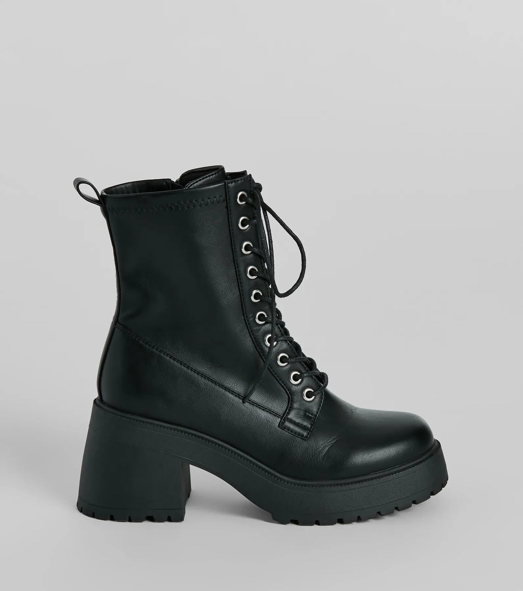 Tough Girl Chic Platform Combat Lug Booties