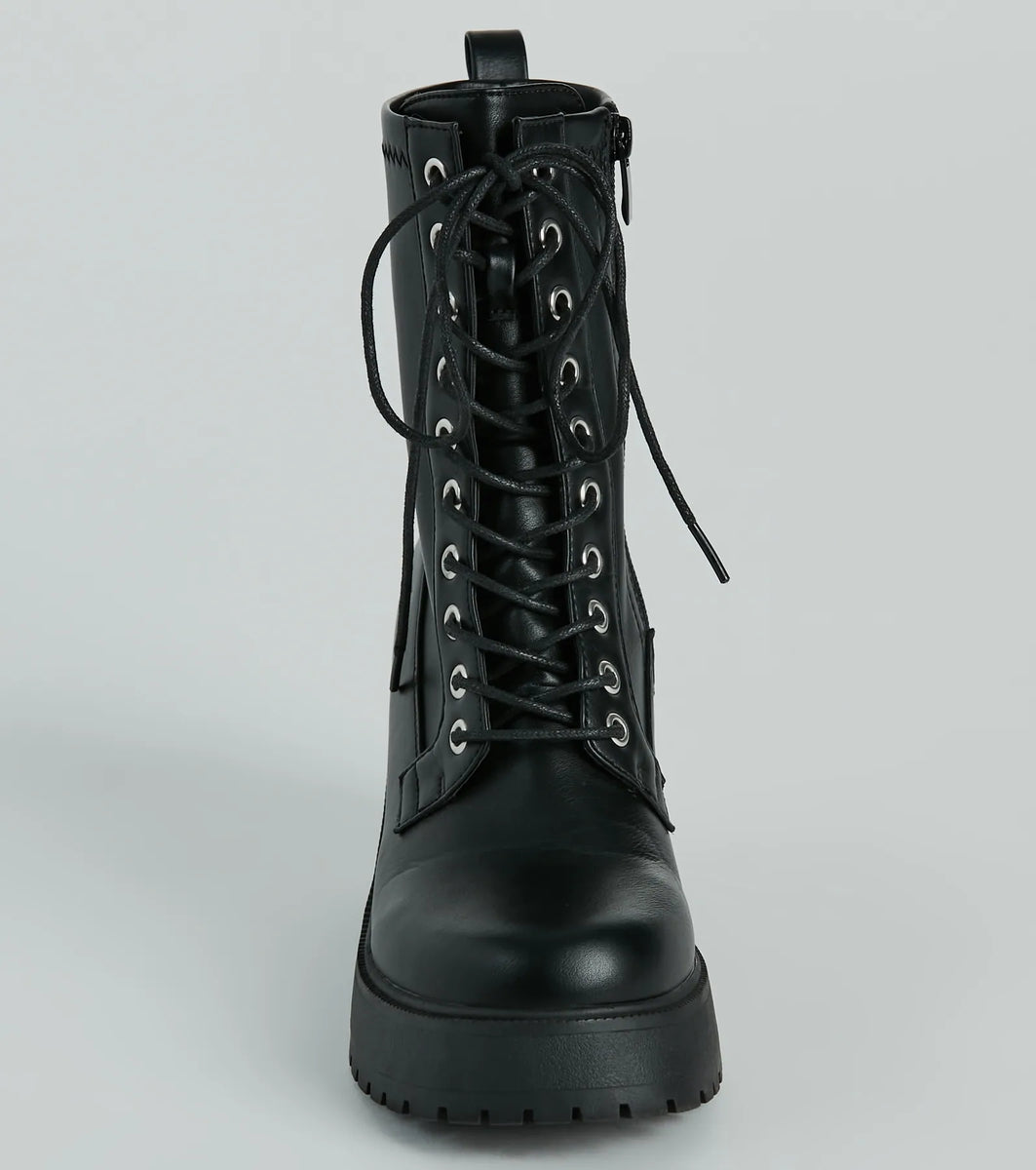 Tough Girl Chic Platform Combat Lug Booties