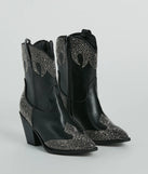 Western Flair Rhinestone Flame Faux Leather Boots