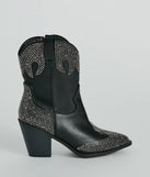 Western Flair Rhinestone Flame Faux Leather Boots