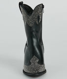 Western Flair Rhinestone Flame Faux Leather Boots