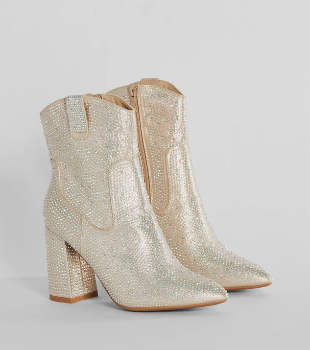 Fabulous Star Rhinestone Metallic Western Booties