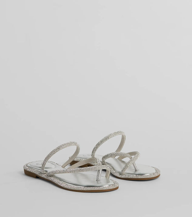 Silver shops jeweled flat sandals