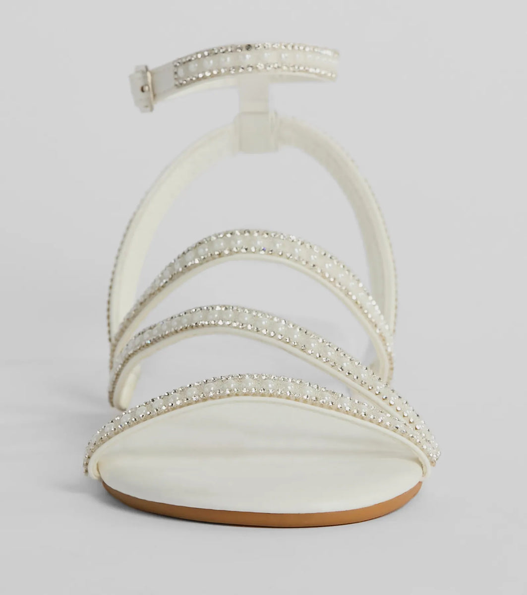 Stunning Artistry Crystal Faux Pearl Strappy Sandals