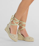 Feeling Cute Flower-Detail Espadrille Wedges