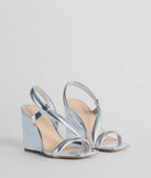 Glam Accent Strappy Metallic Faux Leather Wedges