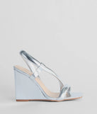 Glam Accent Strappy Metallic Faux Leather Wedges