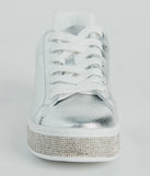 Playful Shimmer Rhinestone Trim Platform Sneakers