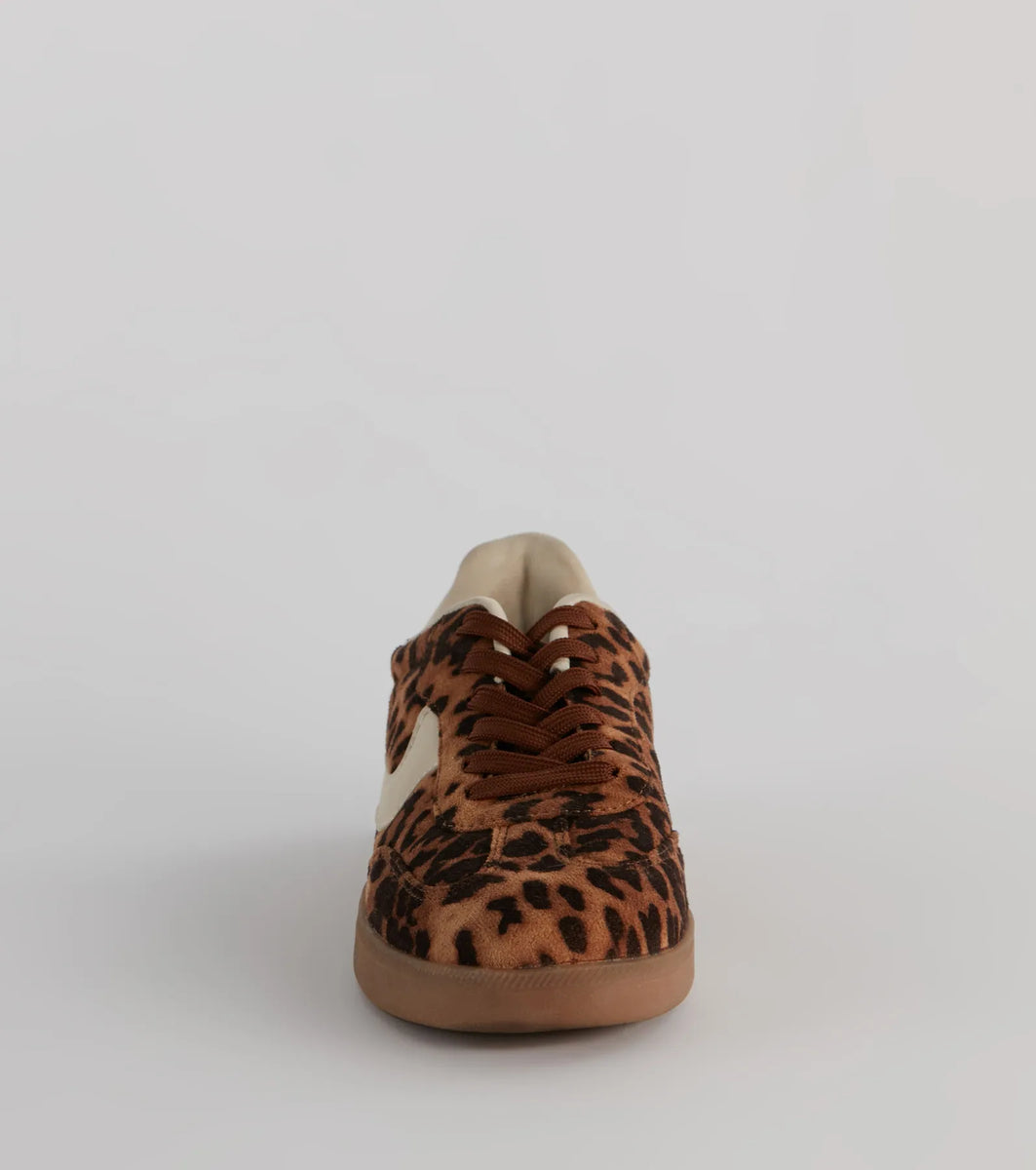 Wildly Cute Leopard Faux Suede Sneakers