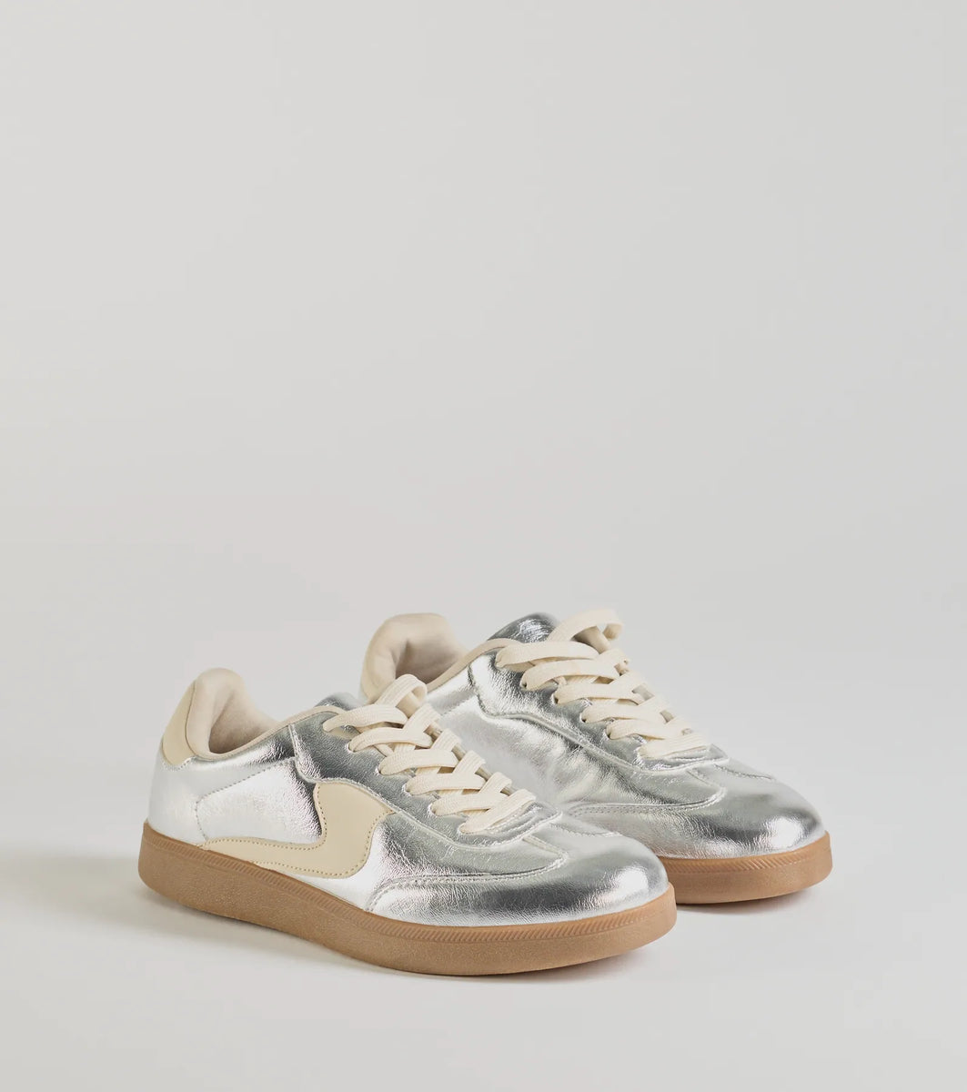 Pair To Perfection Metallic Lace-Up Sneakers