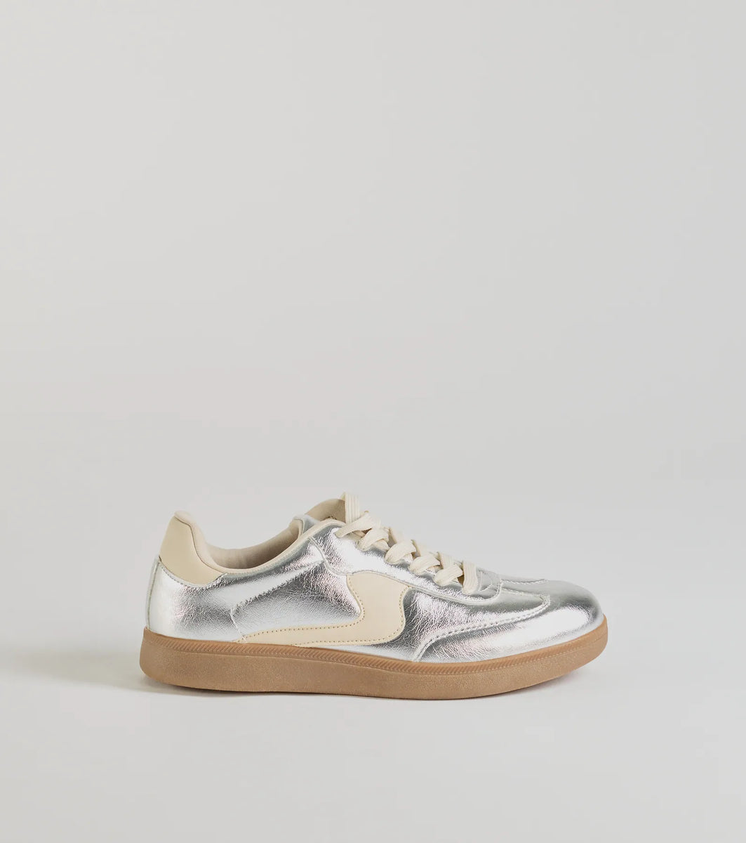 Pair To Perfection Metallic Lace-Up Sneakers