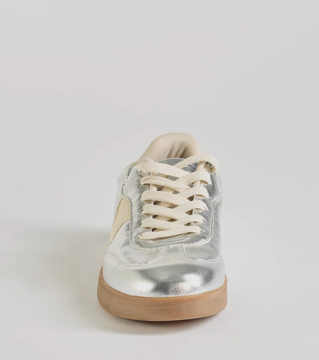 Pair To Perfection Metallic Lace-Up Sneakers