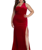 Plus Iris One Shoulder Draped Velvet Dress