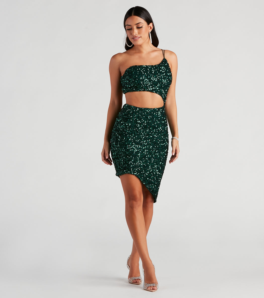 Talia Cutout Sequin Short Formal Dress