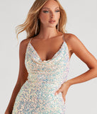 The Kensley Sequin Cowl Party Dress is a gorgeous pick as your 2023 prom dress or formal gown for wedding guest, spring bridesmaid, or army ball attire!