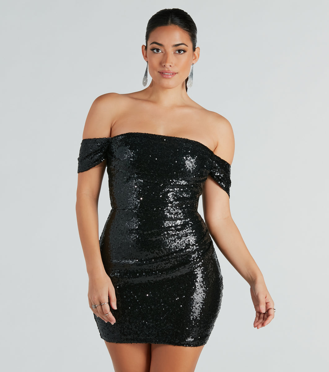 Paulina Sequin Off-The-Shoulder Party Dress