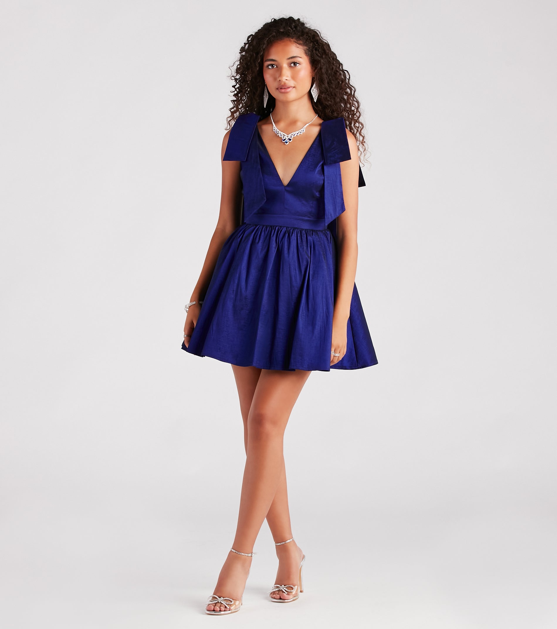 Mayva Taffeta Bow A-Line Short Dress | Windsor
