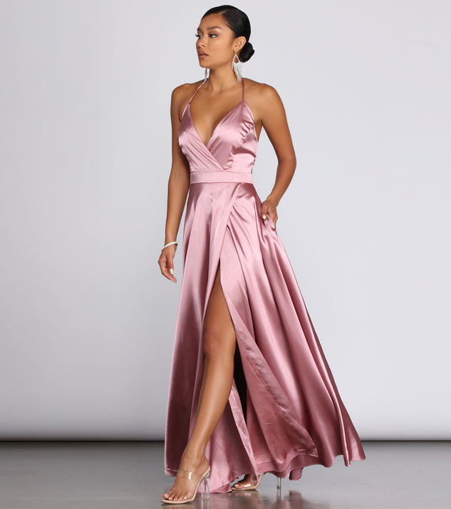 Ellie Formal Satin High Slit Dress